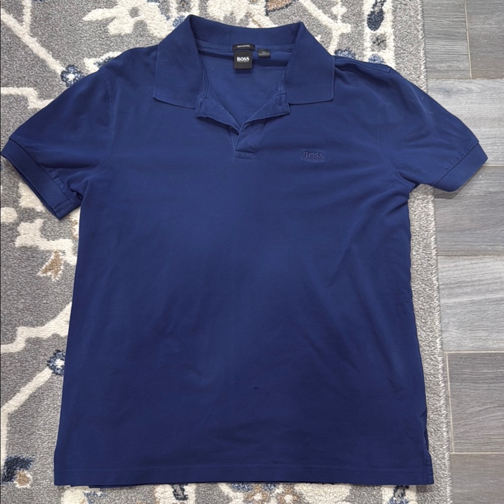 Boss Blue Polo Shirt with Short Sleeves